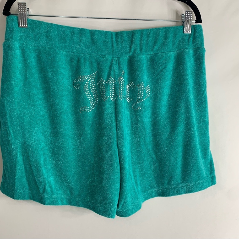 NWT Juicy Couture Terrycloth Coastal Teal Short Sleeve Hoodie & Shorts, size L - Picture 14 of 16